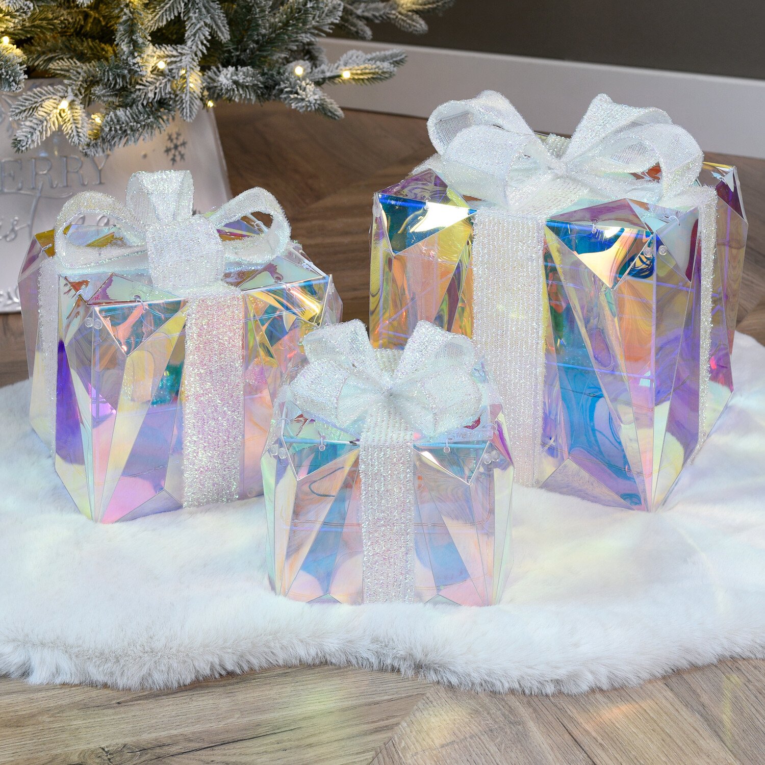 Set of 3 LED Iridescent Presents Image 9