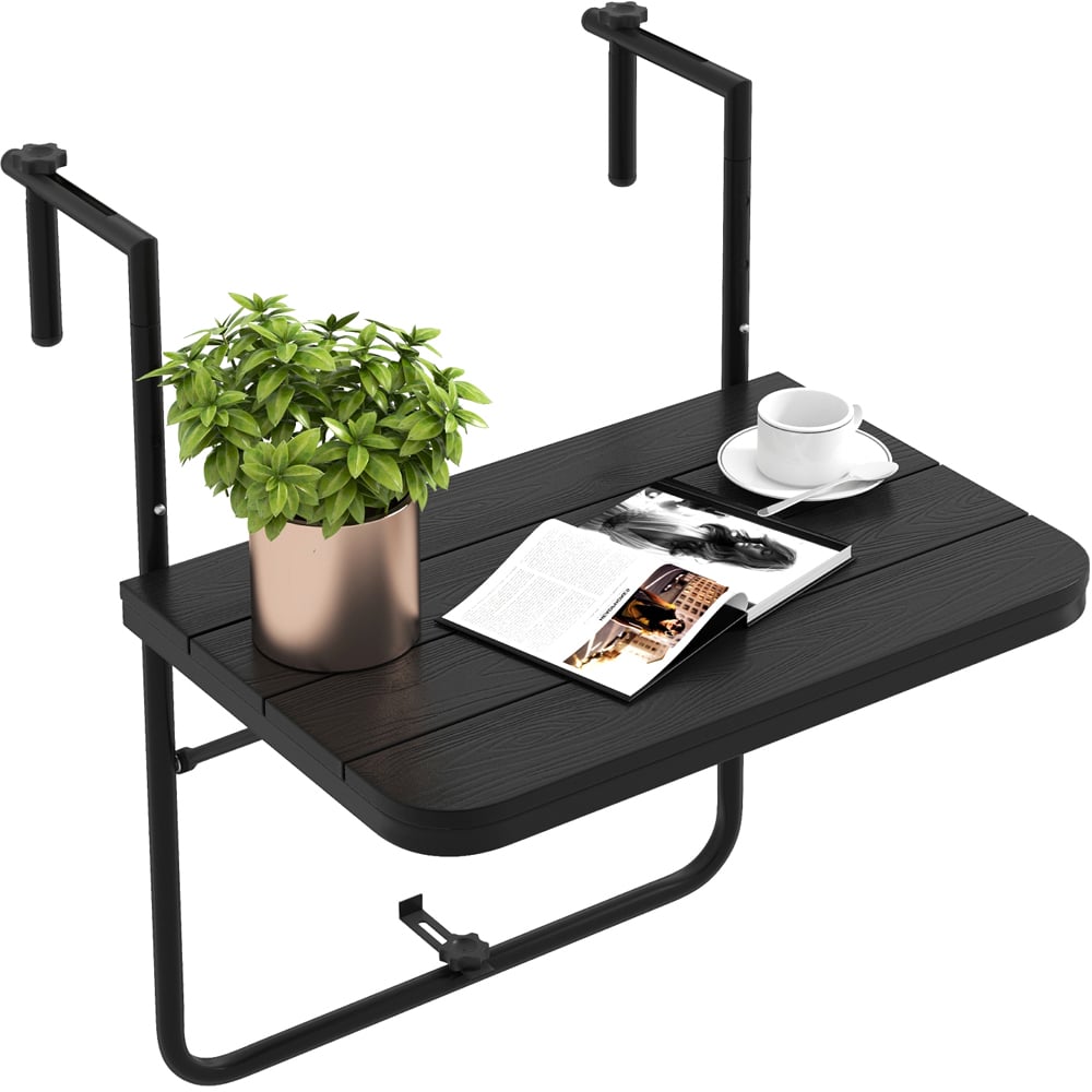 Costway Black Height Adjustable Railing Table Image 3