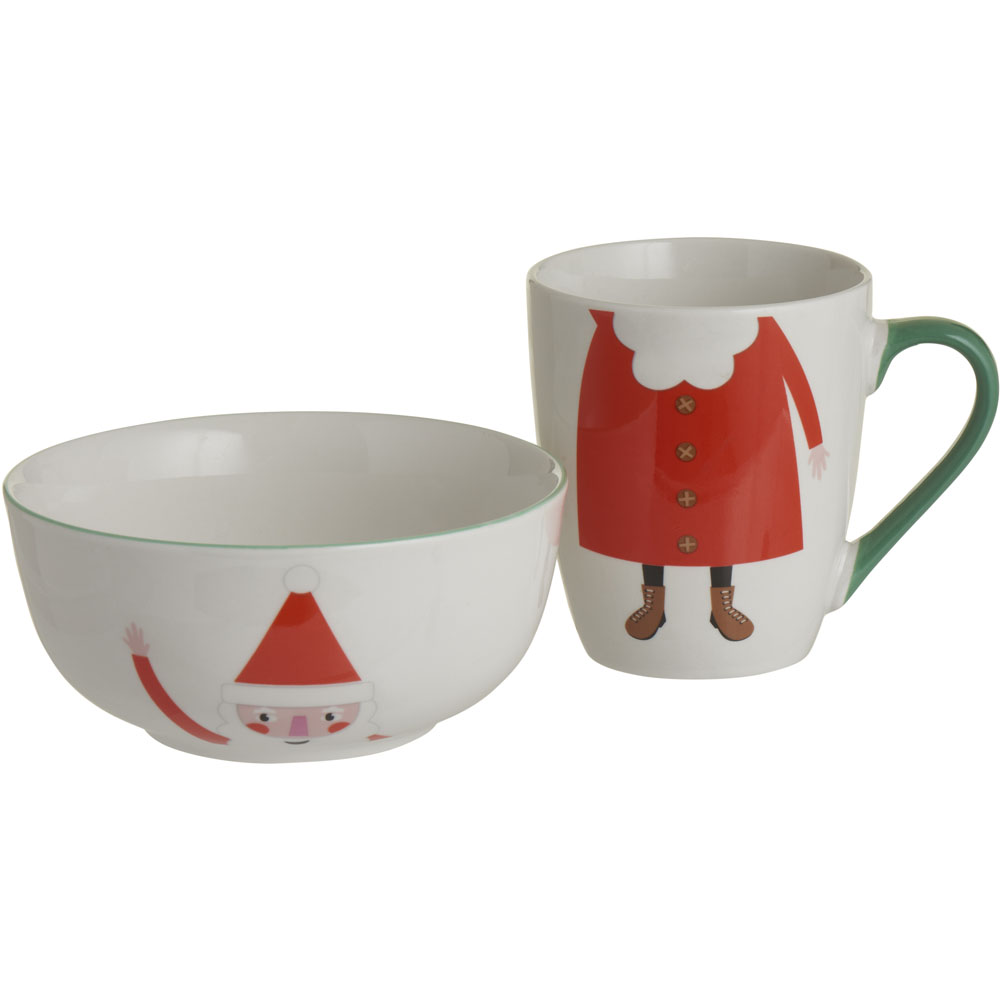 Wilko Santa Print Stacking Mug and Bowl Set Image 3