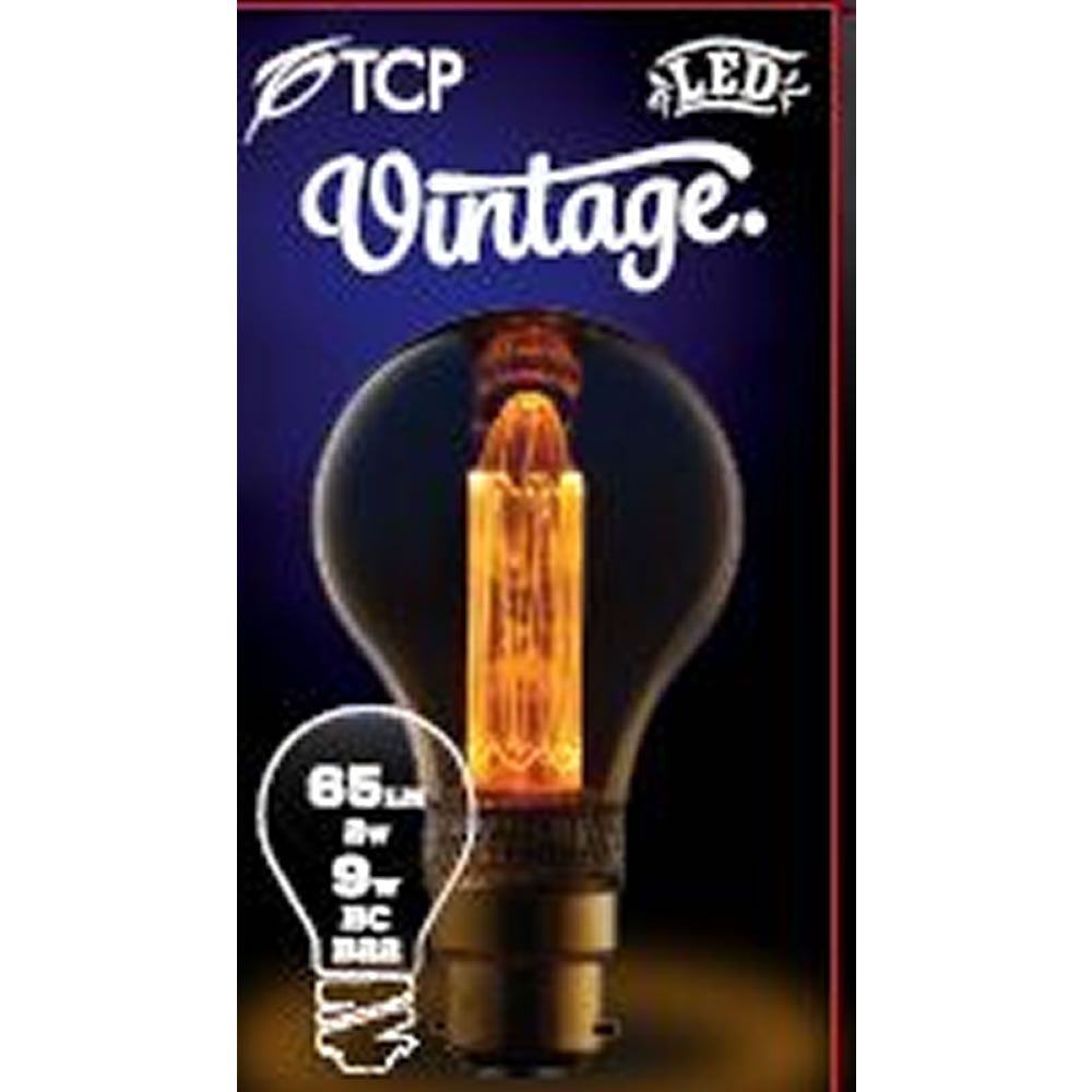 TCP 1 pack Bayonet B22/BC LED 65 Lumens Vintage Classic A-Shape Light Bulb Image 2