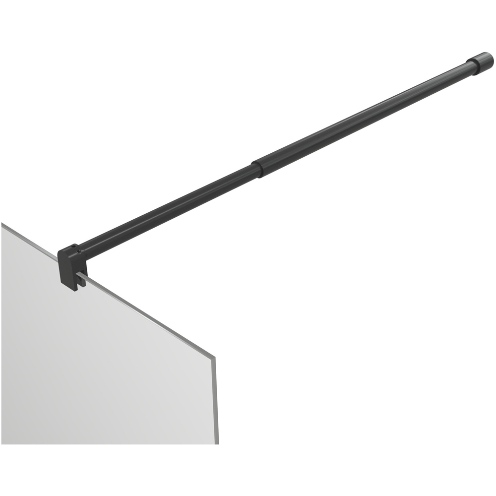Bathstore Nero Glass Wetroom Shower Panel with Matt Black Profile and Front Bar 700mm Image 5