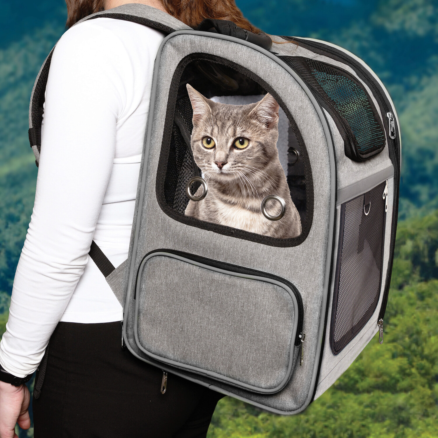 Pet Travel Backpack Grey Image 3