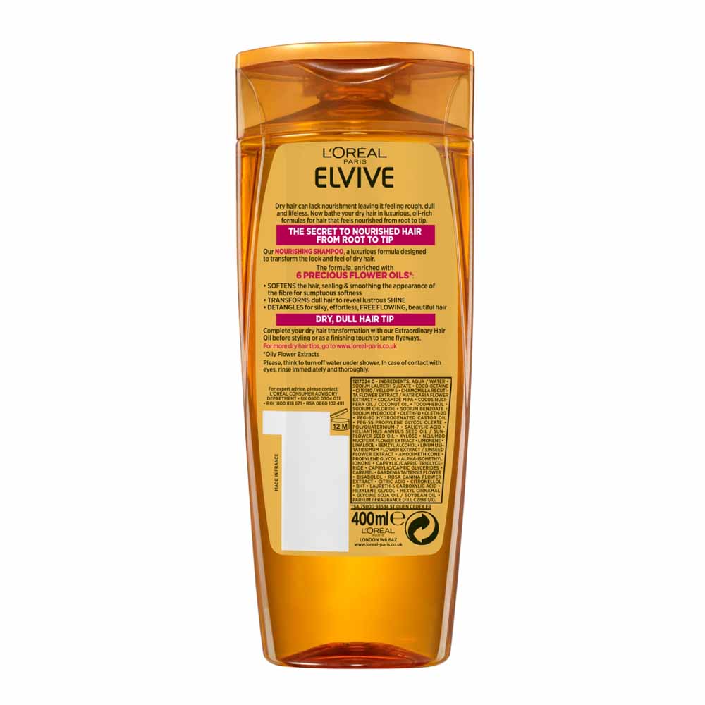 L’Oréal Paris Elvive Extraordinary Oil Shampoo for Dry Hair 400ml Wilko