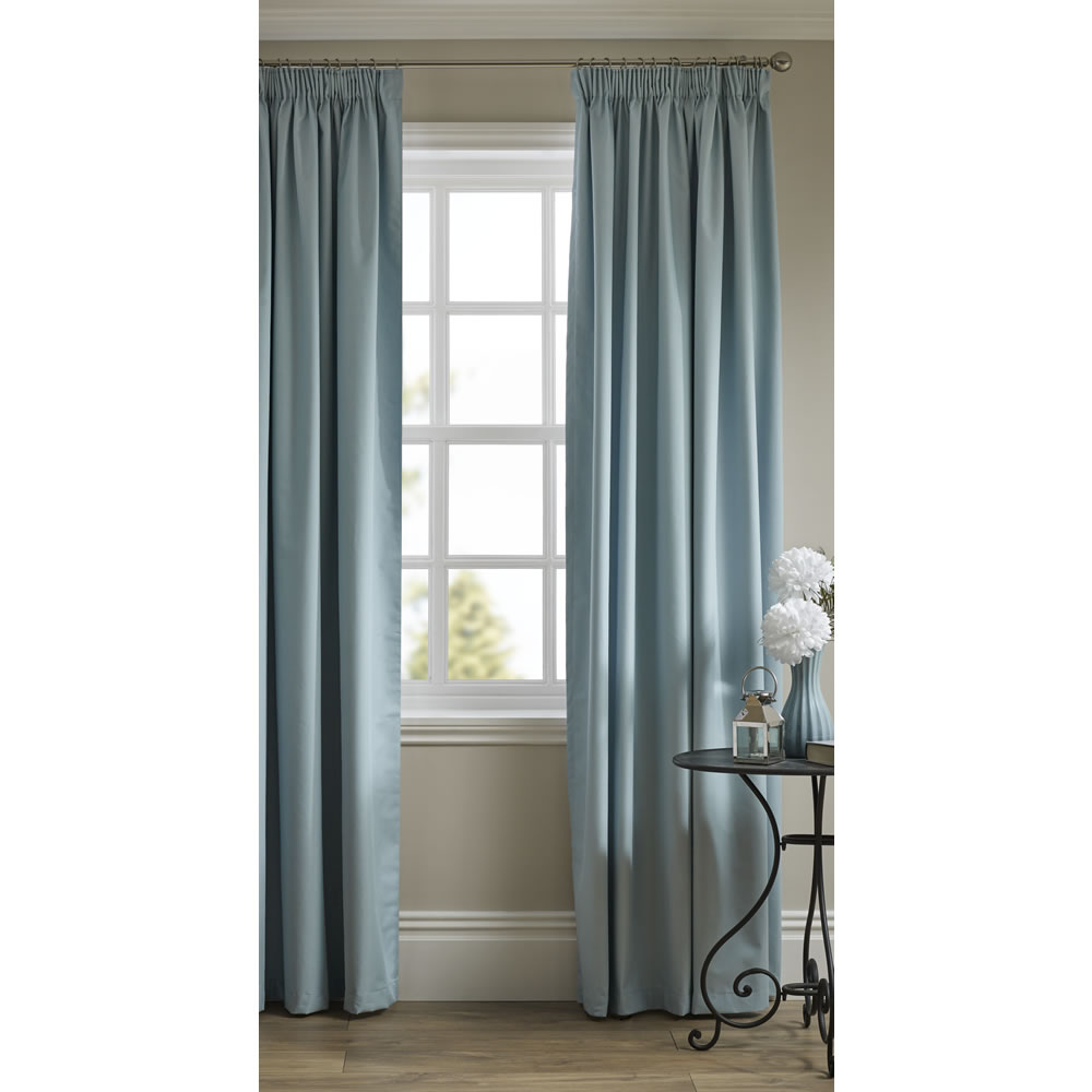 Wilko Duck Egg Thermal Blackout Pencil Pleat Curtains 228 W X