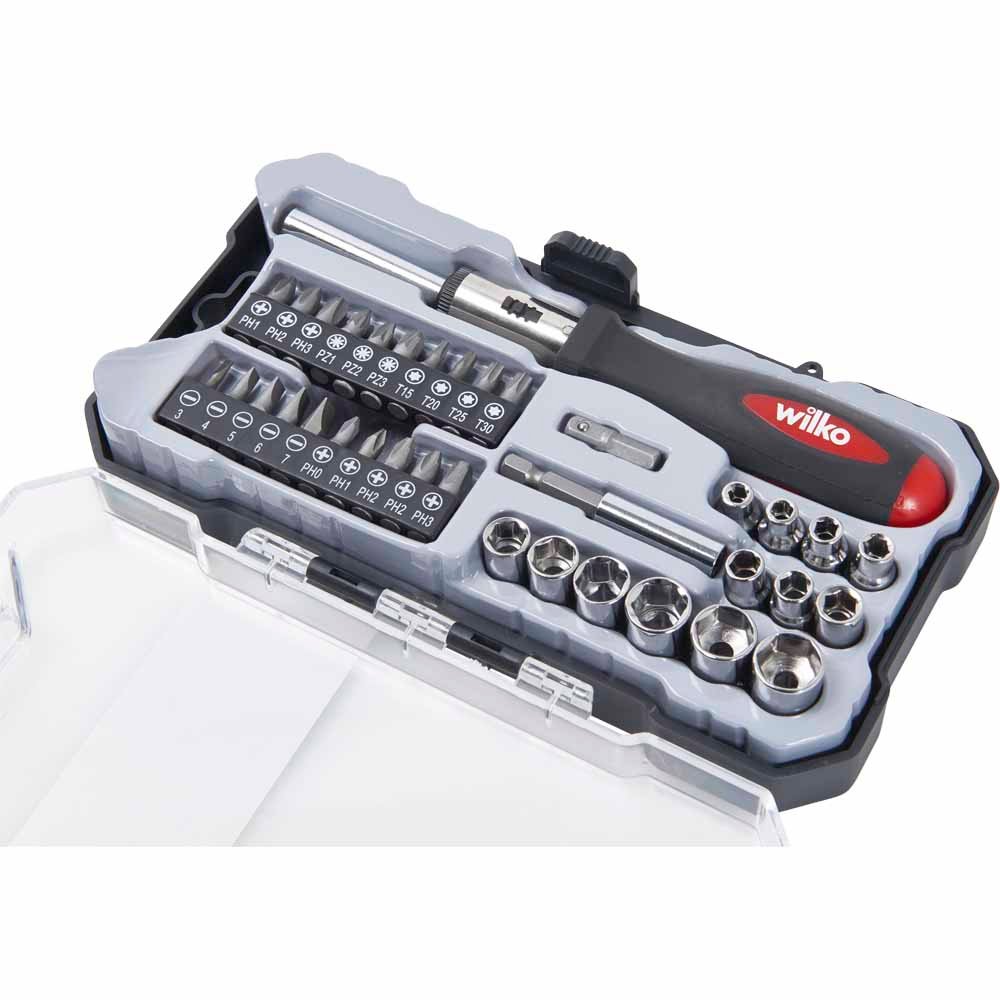 Wilko Ratchet Screwdriver and Socket Set 37 Piece Wilko