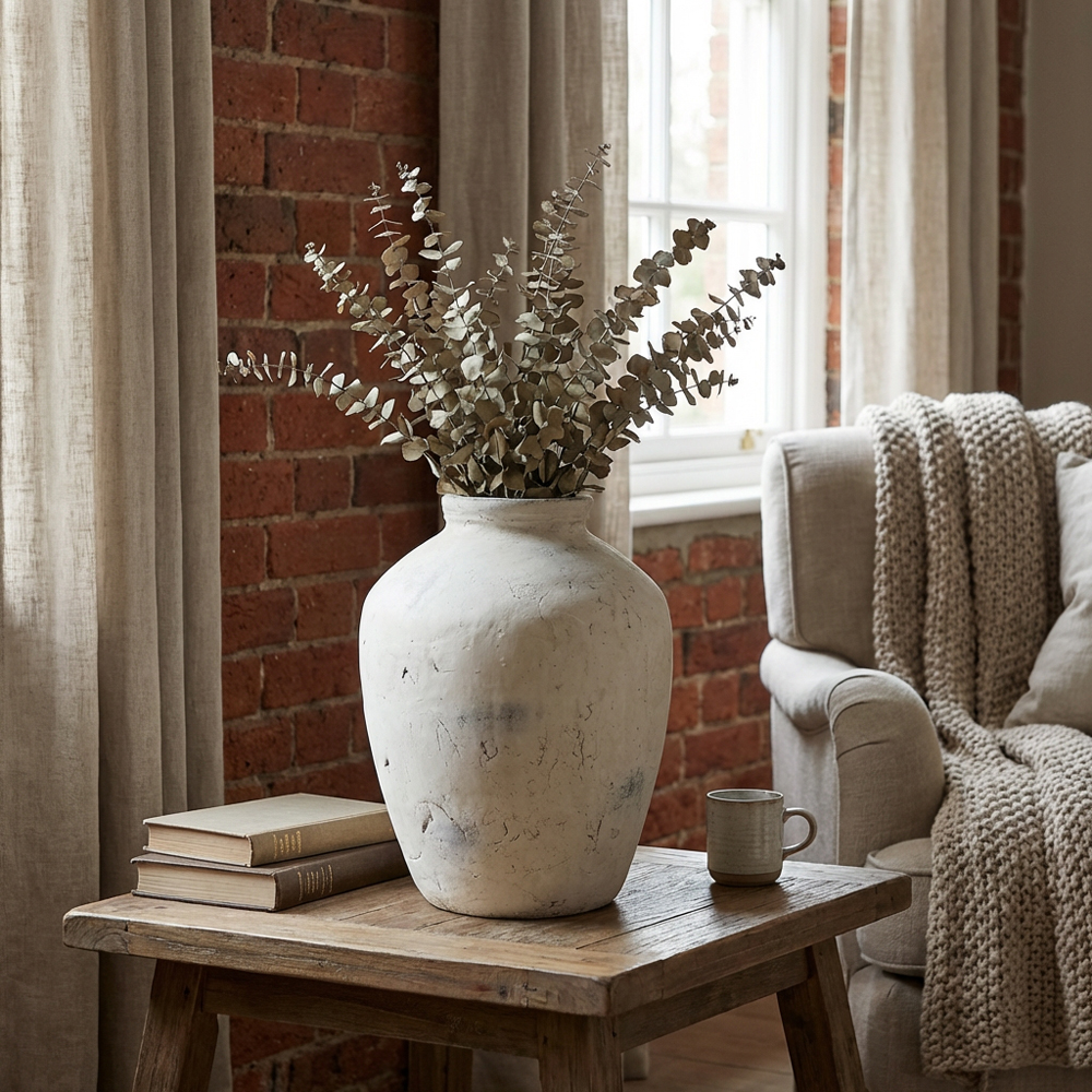 Amara White Large Textured Vase 34cm Image 5