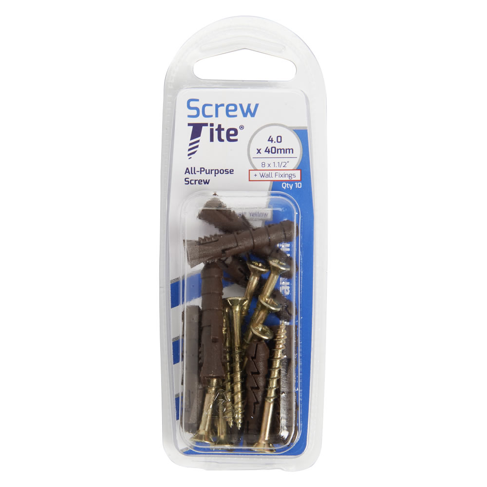 Screw Tite 4 x 40mm Wall Fixings 10 Pack Image 2