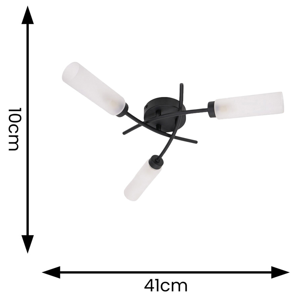 ValueLights Maya Matt Black 3 Way Curved Cross Over Flush LED Ceiling Light Image 5