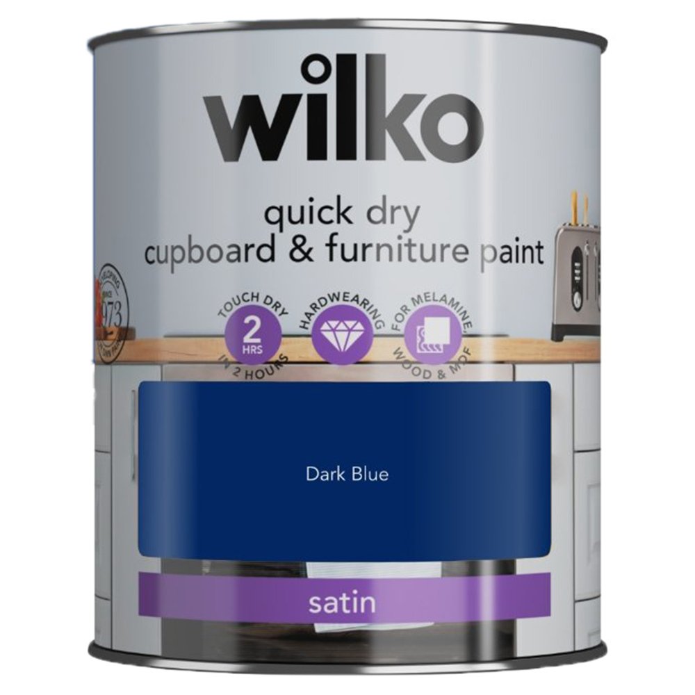 Wilko Quick Dry Dark Blue Furniture Paint 750ml Image 2