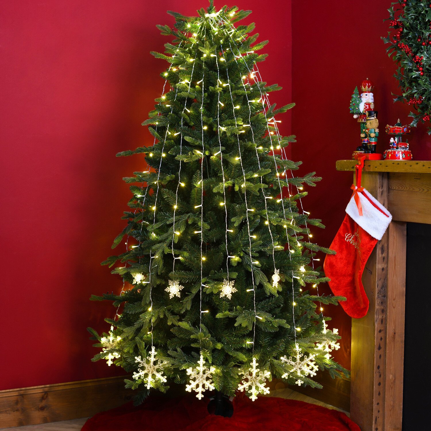 360 LED Falling Snowflake Tree Lights Warm White Image 1