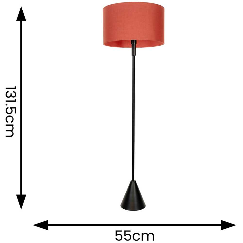 ValueLights Mitch Rust Drum Lamp Shade Black Wood Stem Triangle LED Floor Lamp Image 4
