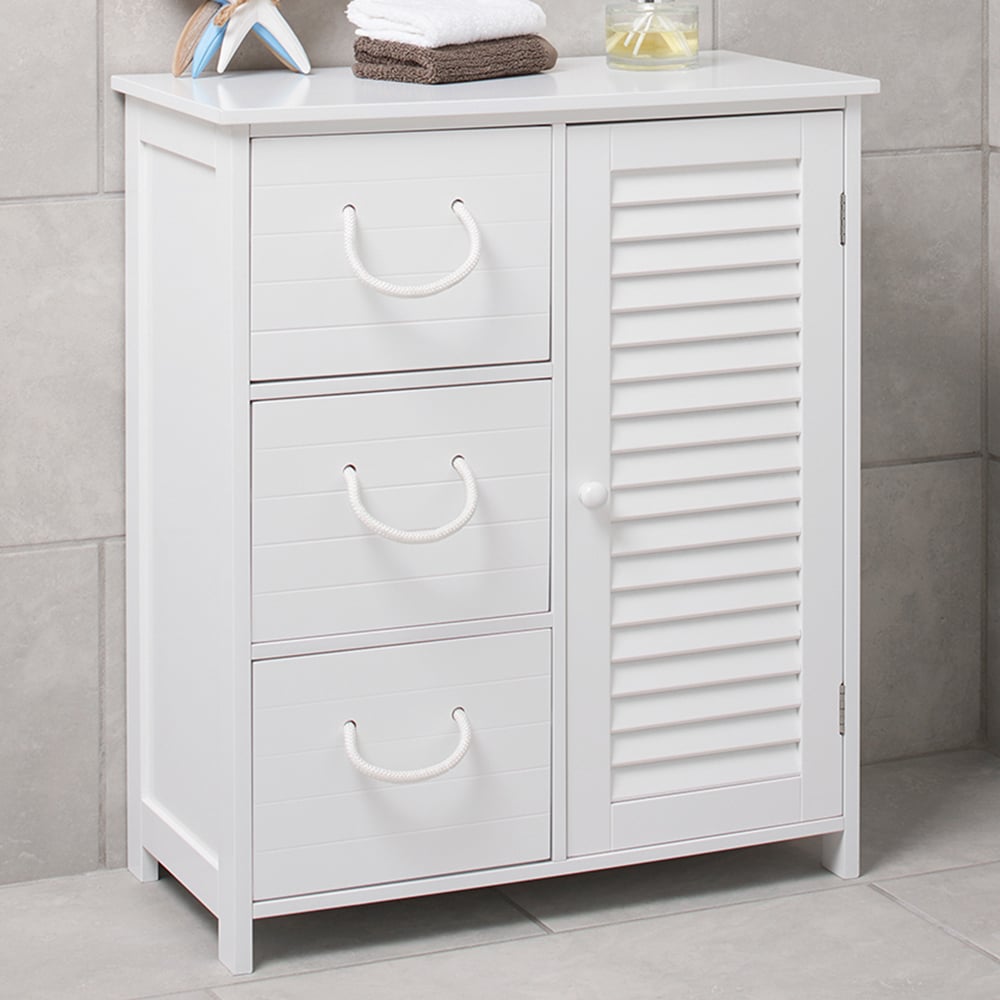 Kingston Single Door 3 Drawer White Floor Cabinet Image 1