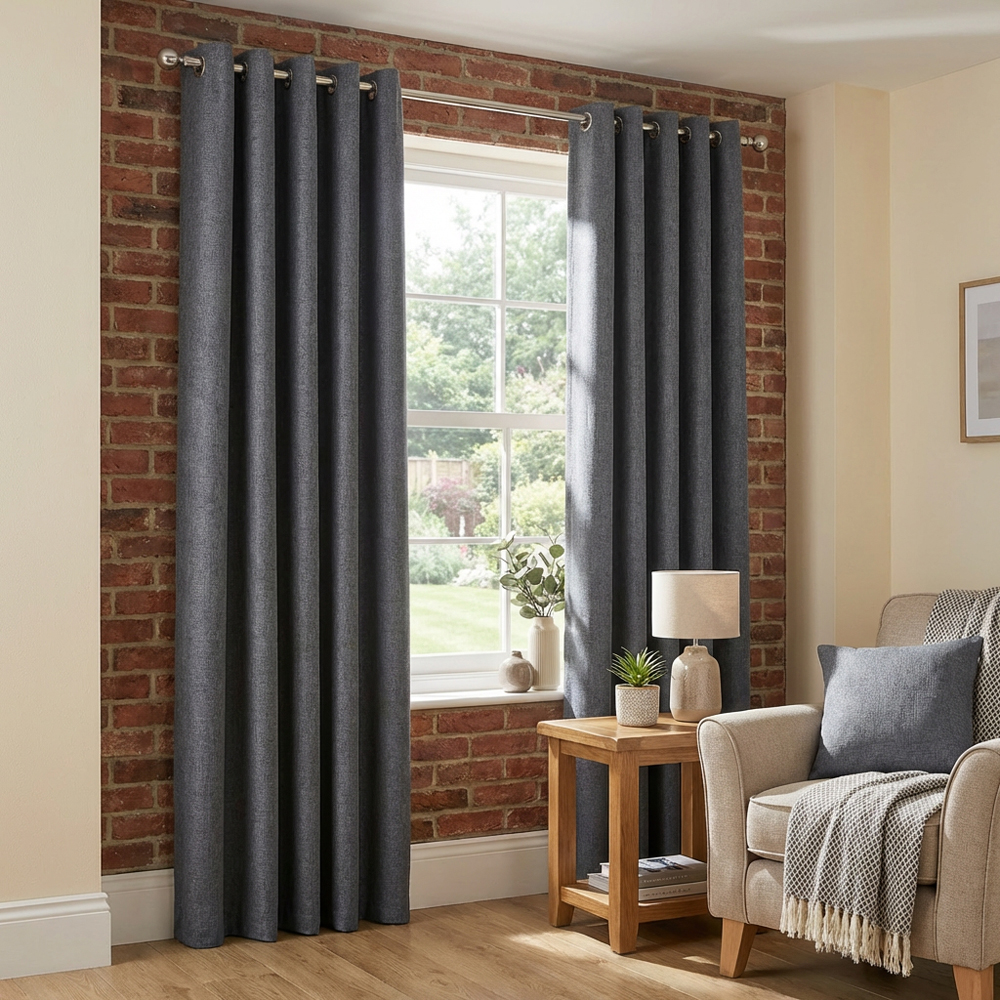 My Home Taylor Charcoal Blackout Eyelet Curtains 168 x 183cm Image 5