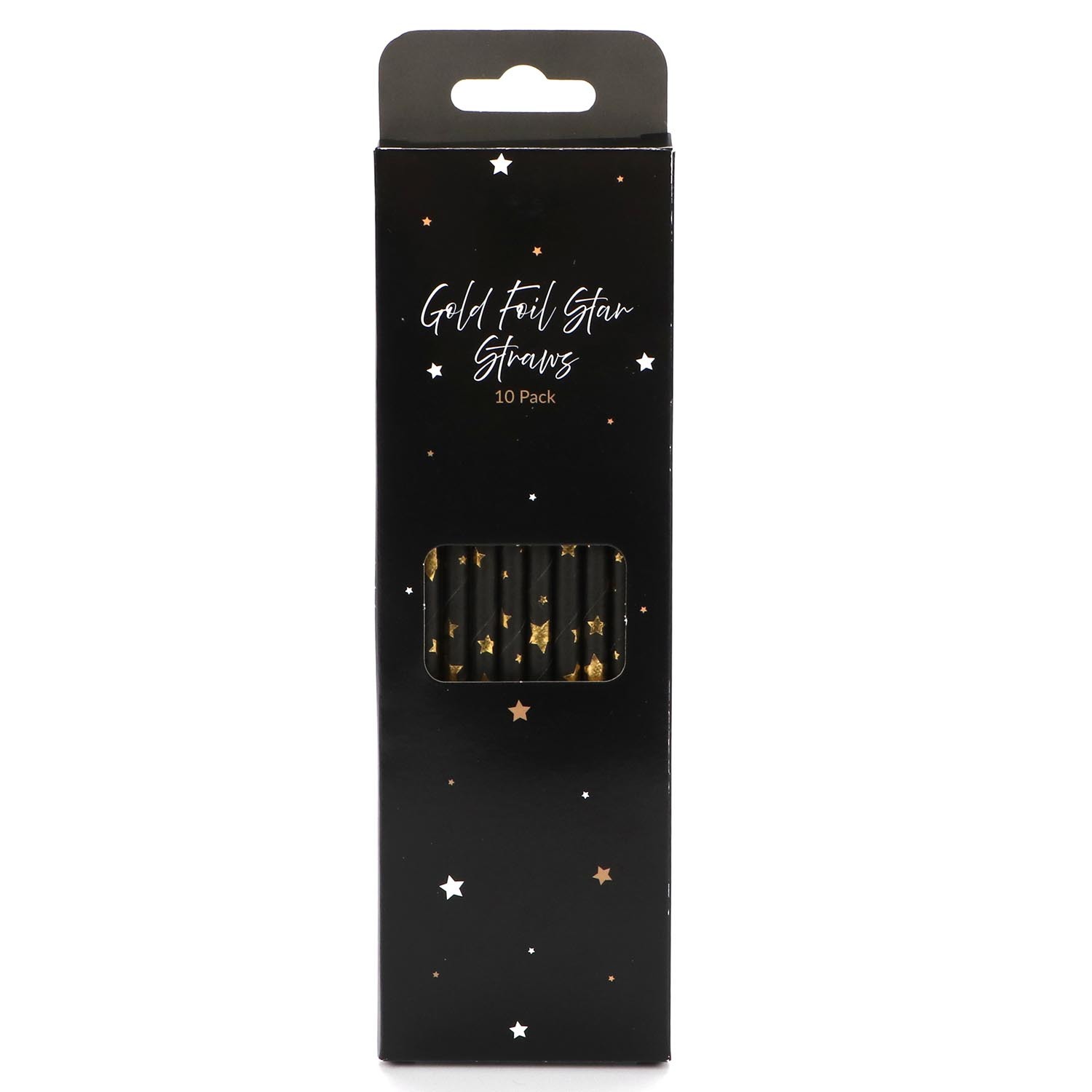 Pack of 10 Gold Foil Star Straws - Black Image 1
