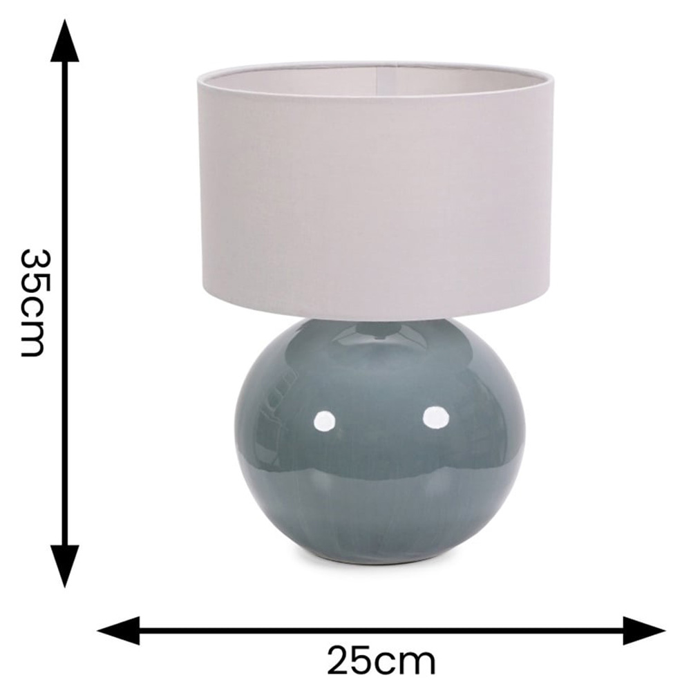 ValueLights Bosco Eucalyptus Teal Grey Fabric Shade Ceramic LED Table Lamp Image 4