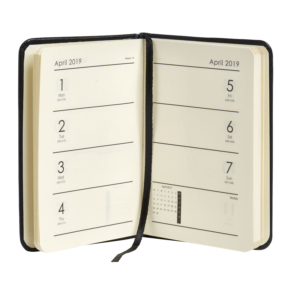 Wilko Pocket Diary Week To View Faux Leather Black Wilko