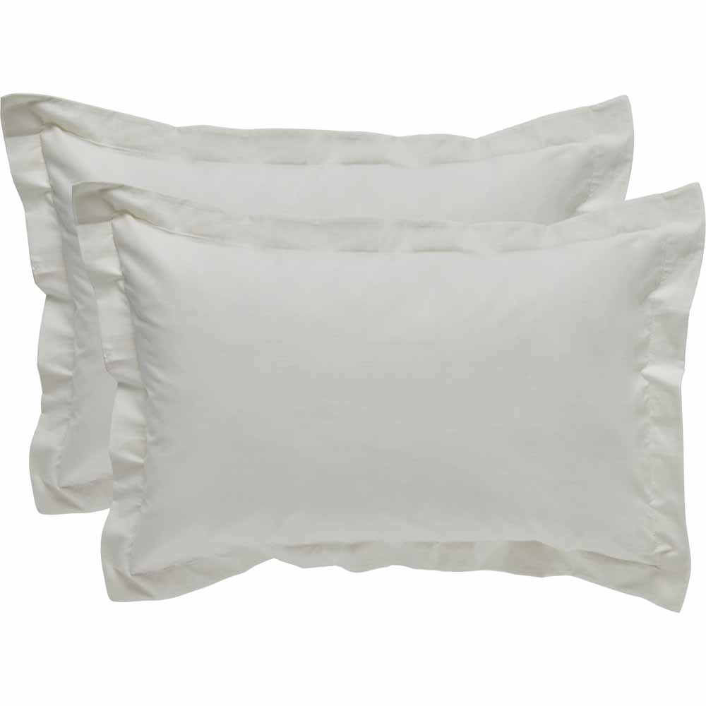 Wilko Cream Easy Care Oxford Pillowcase 2 pack Image 1