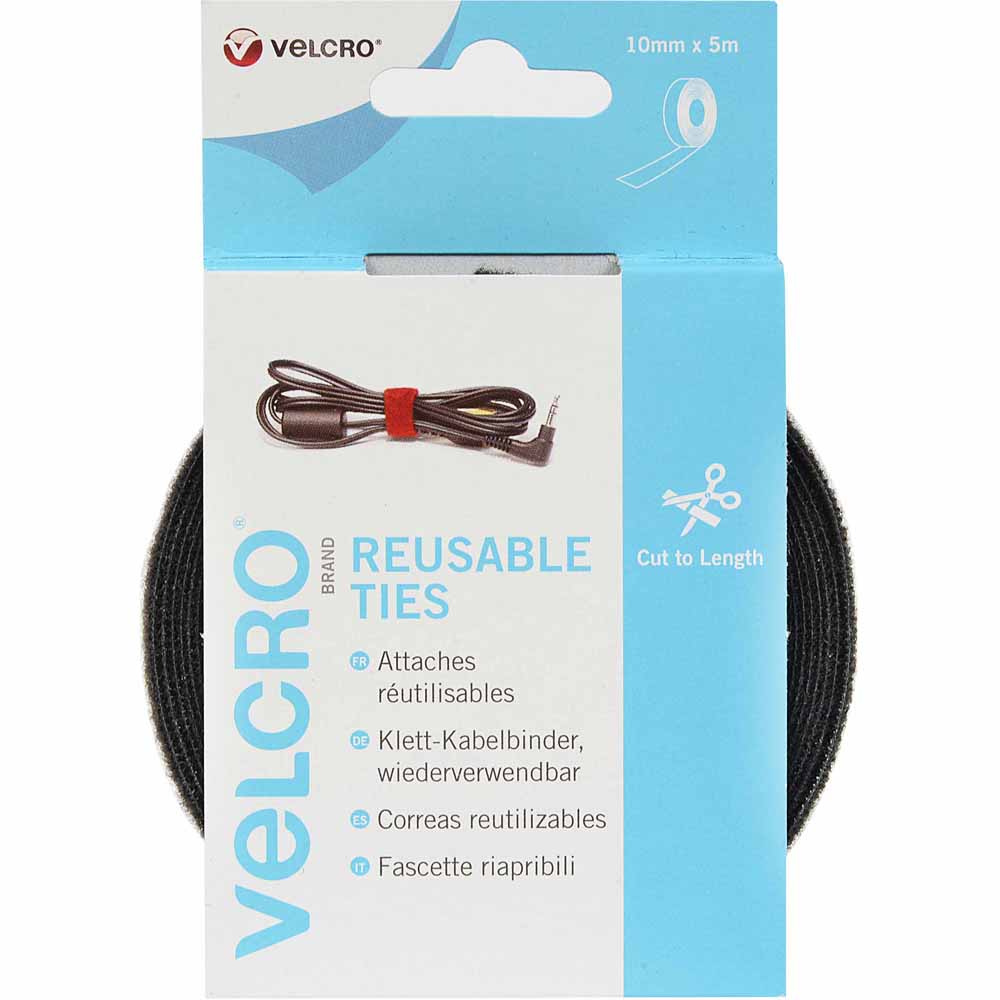 Velcro Reusable Ties 10mm x 5m  - wilko