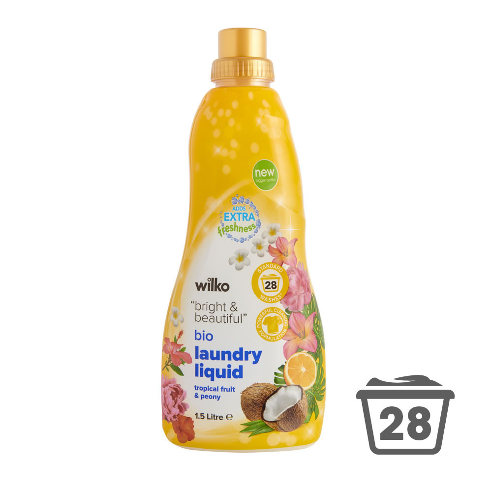Wilko Bio Tropical Fruit and Peony Laundry Liquid 28 Washes 1.5L Image