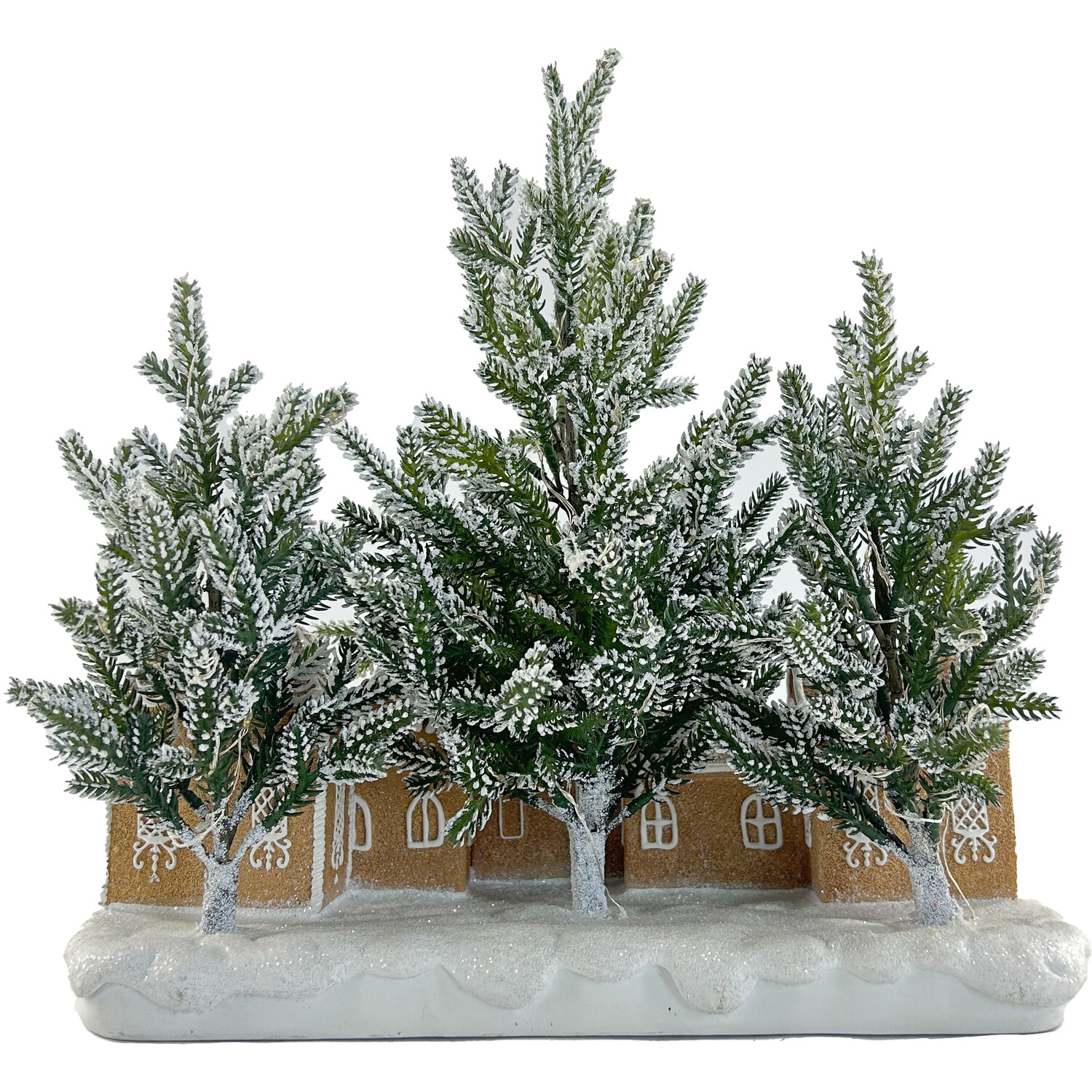 Gingerbread House Scene Brown and Green Image 2