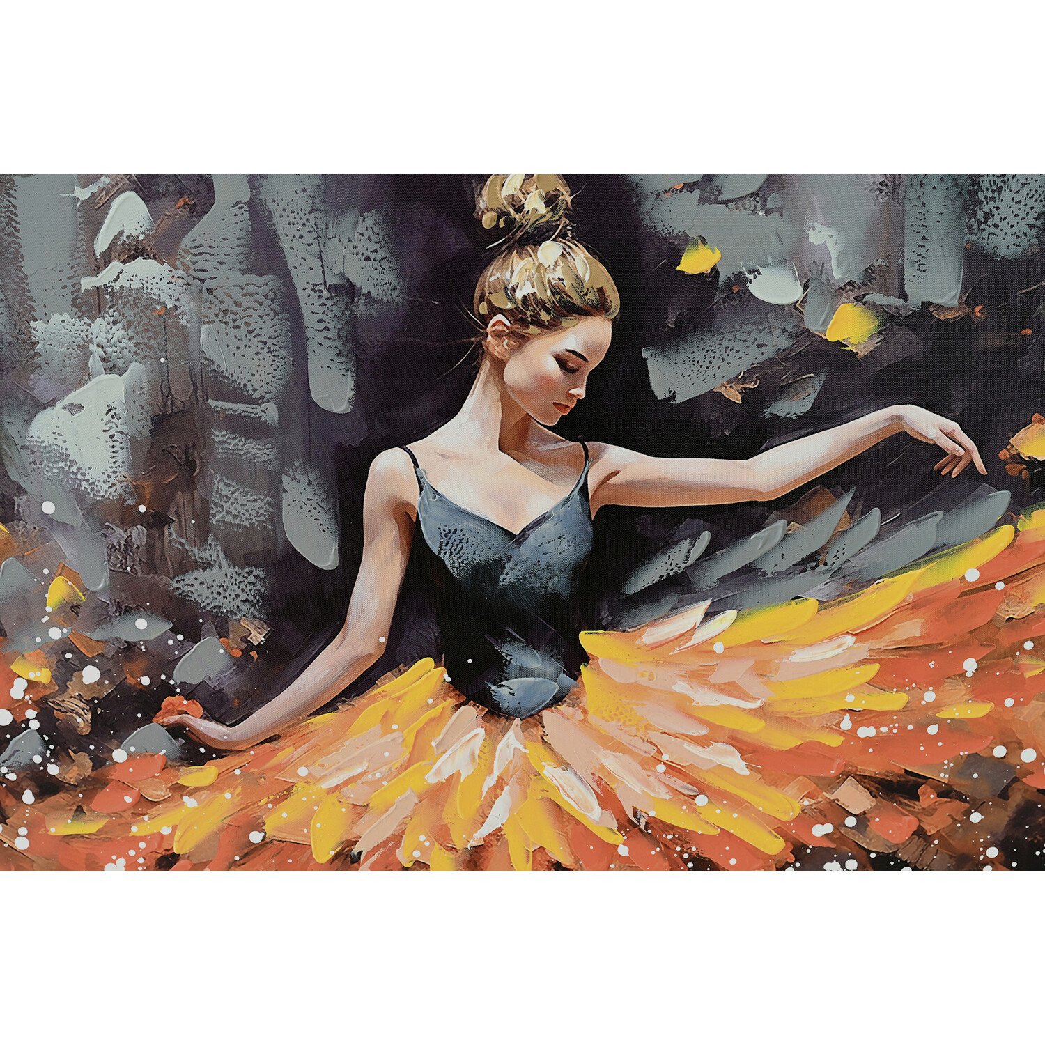 Hand Painted Elegant Dancer Canvas - Orange Image 3