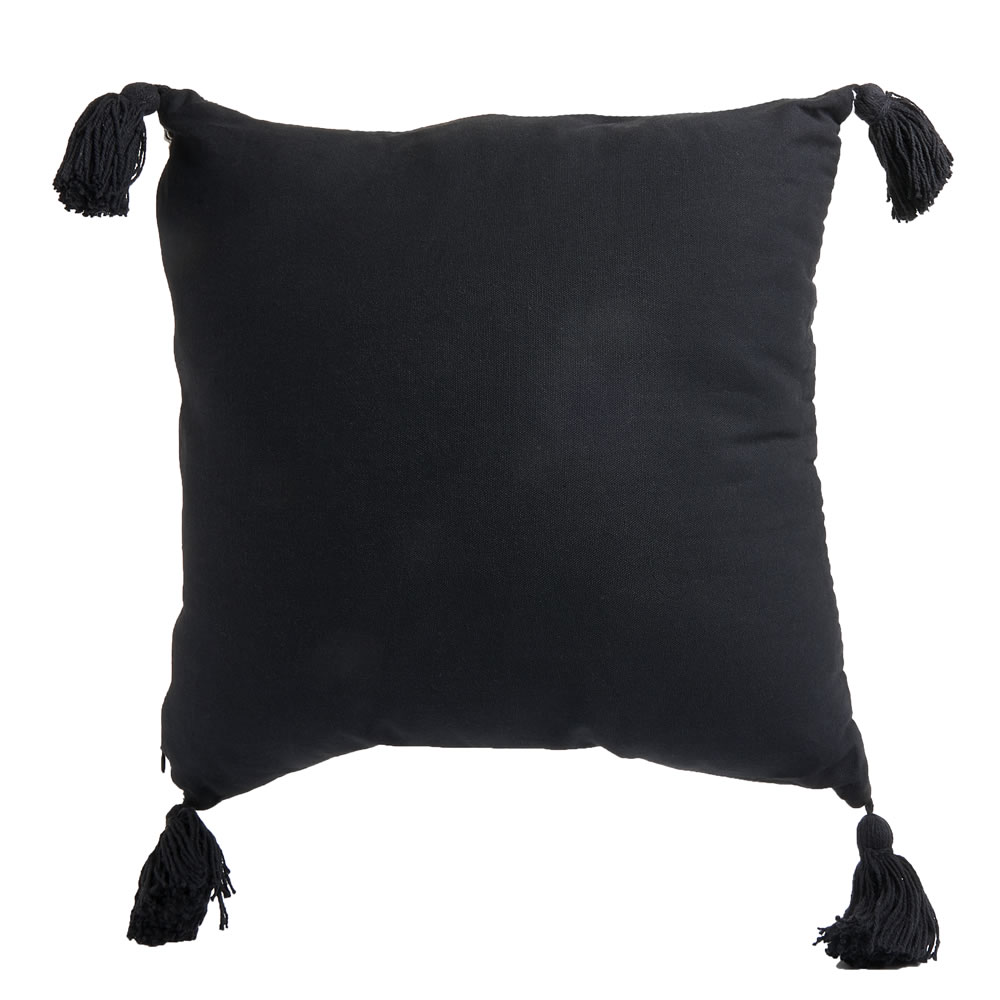 Wilko Black and White Tassle Cushion 43 x 43cm Image 2