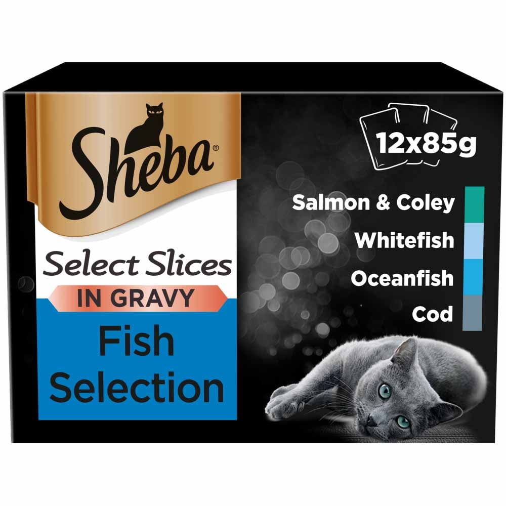 Sheba Select Slices Fish in Gravy Cat Food Pouches 85g Case of 4 x 12 Pack Image 2