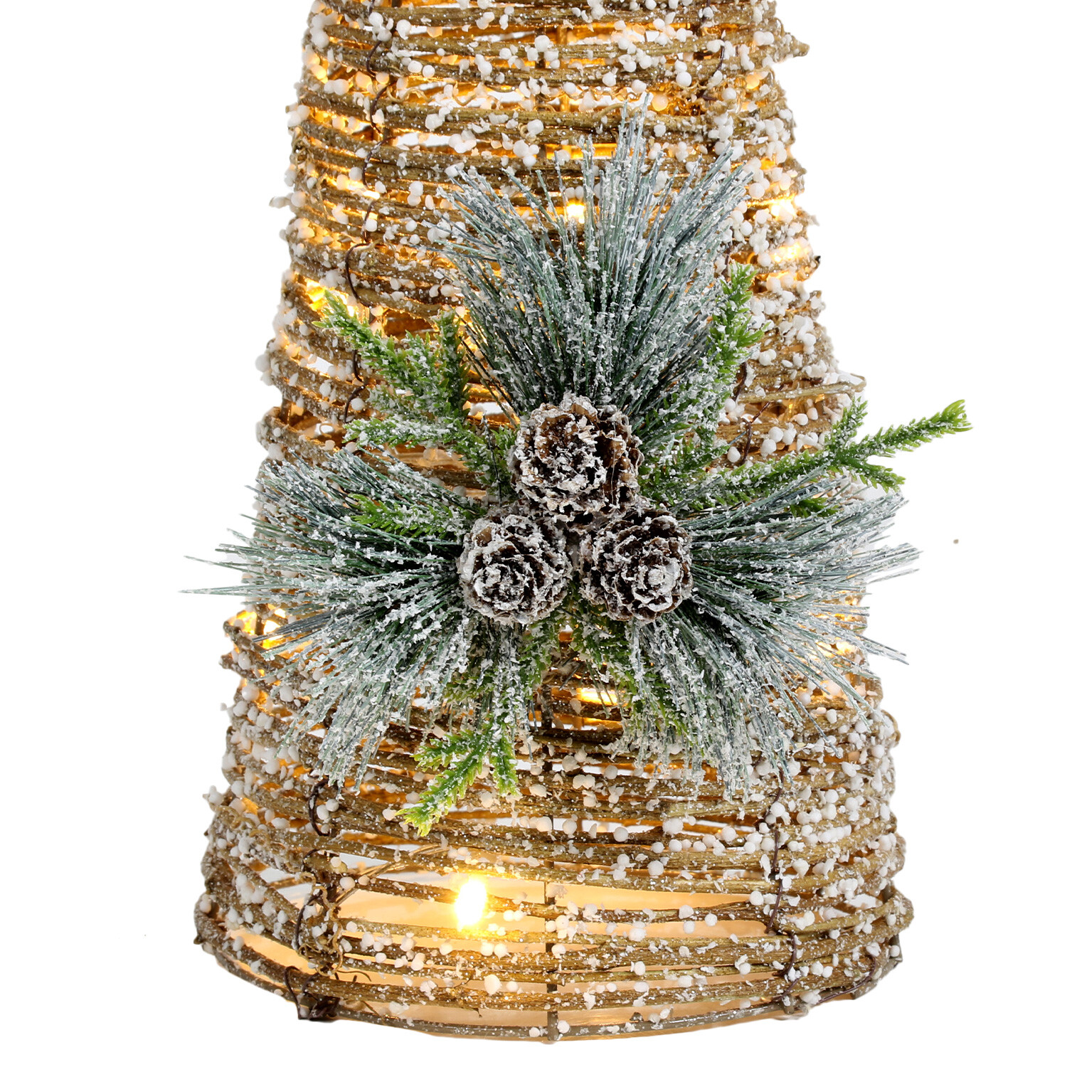 Set of 2 LED Rattan Floristry Cones - Brown Image 3