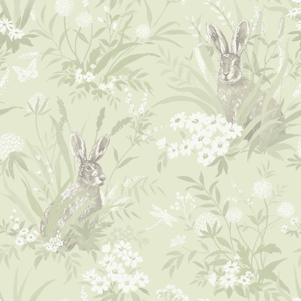 Holden Decor Aayla Hares Pale Green Wallpaper Image 1