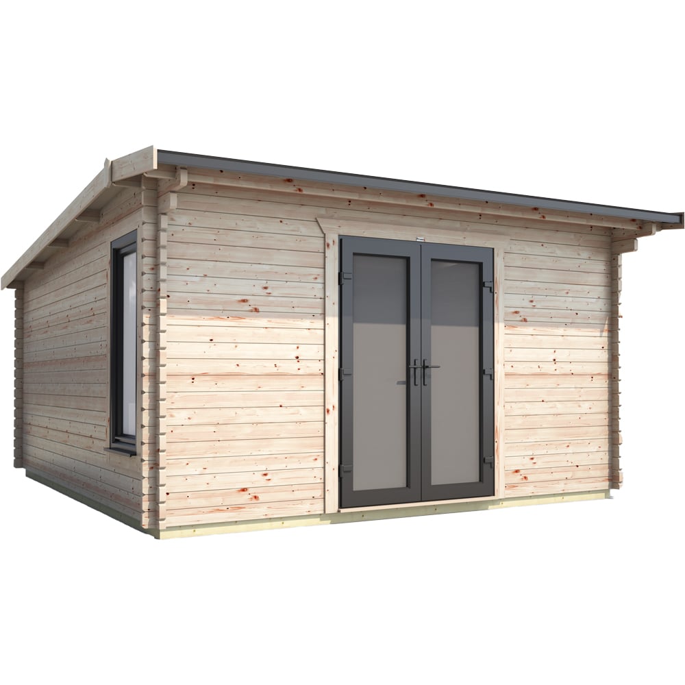 Power Sheds 14 x 14ft Centre Double Door Apex Log Cabin Image 1