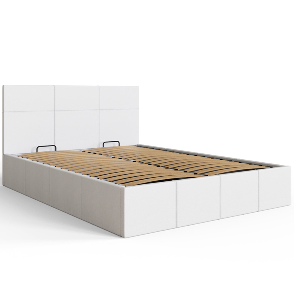 GFW Double White Faux Leather End Lift Ottoman Bed with Bonnell Mattress Image 6