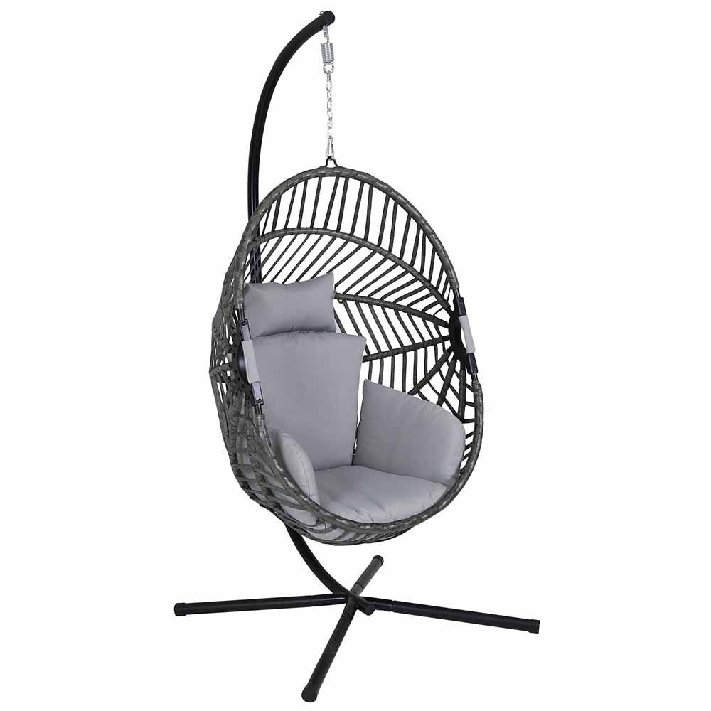 Charles Bentley Grey Rattan Egg Chair with Cushions Image 2