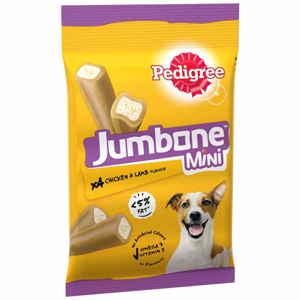 Pedigree Jumbone Mini Adult Small Dog Treats Chicken and Lamb 4 Chews 160g Image 2