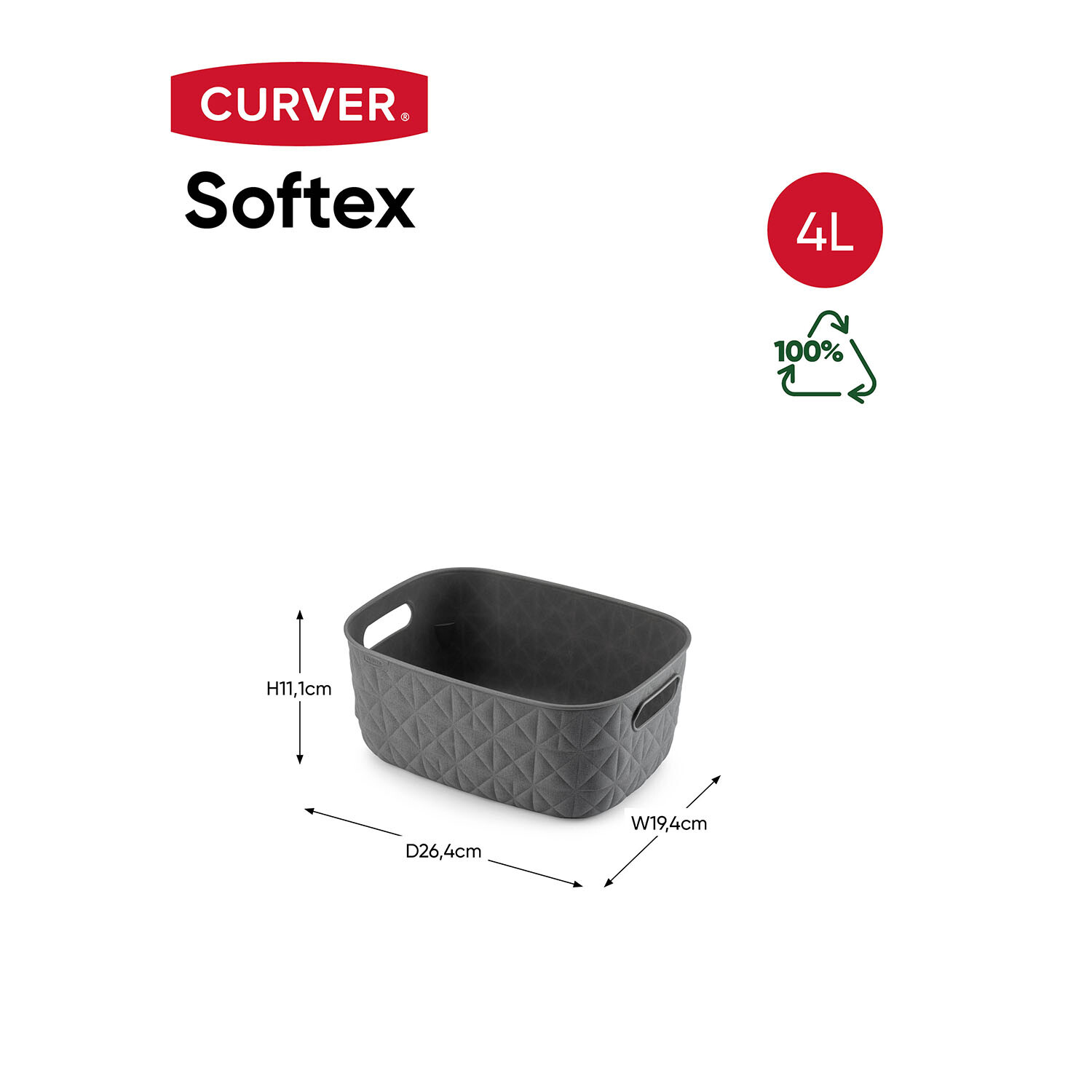 Curver Softex 4L Grey Storage Basket Image 9