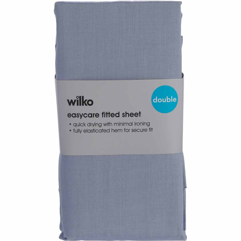 Wilko Double Blue Fog Fitted Bed Sheet Image 2