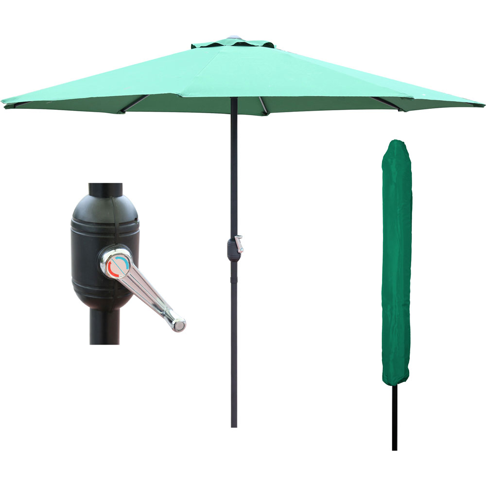 GlamHaus Green Garden Parasolwith Crank Handle 2.7m Image 3