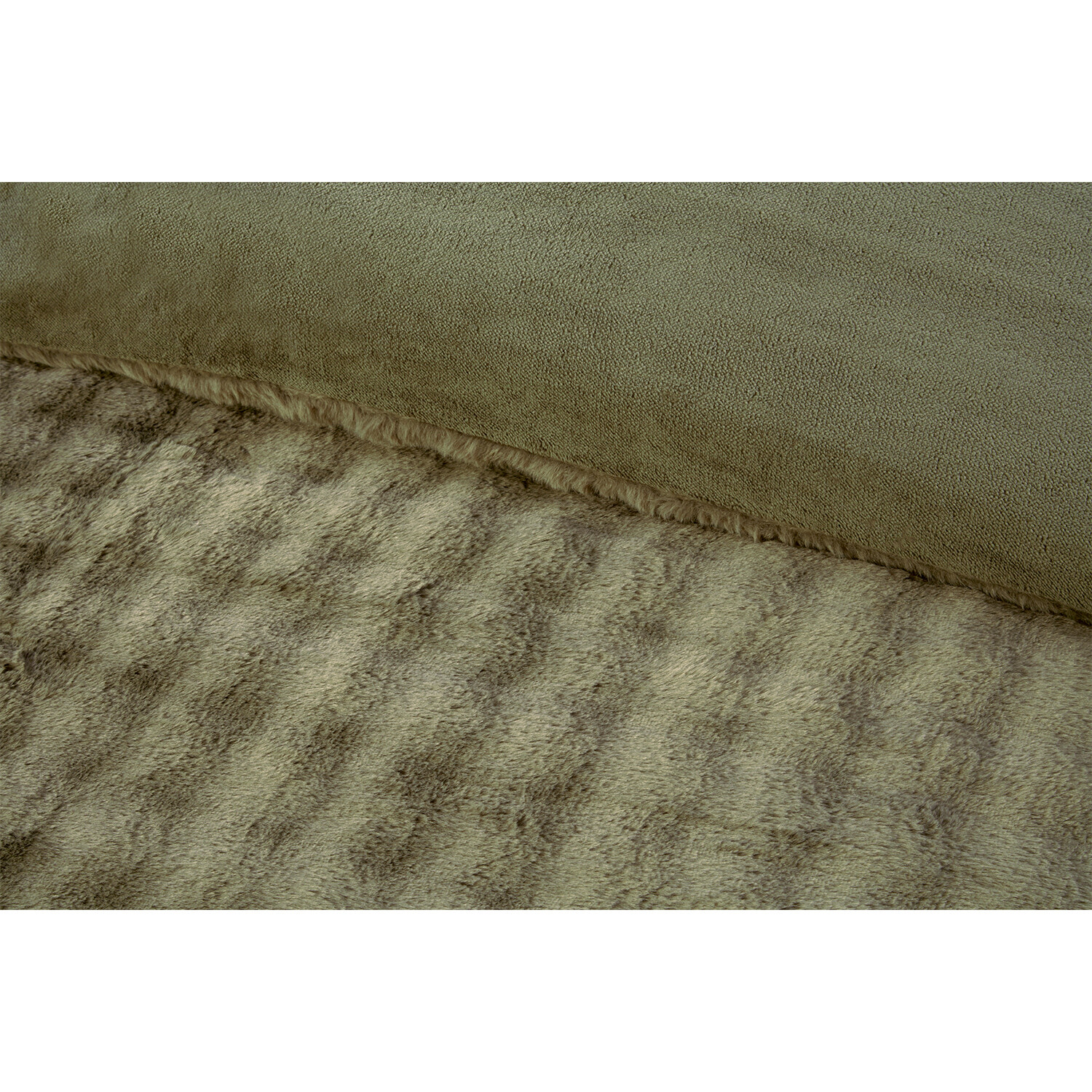 Aurora Faux Fur Duvet Set - Khaki / Double Image 3