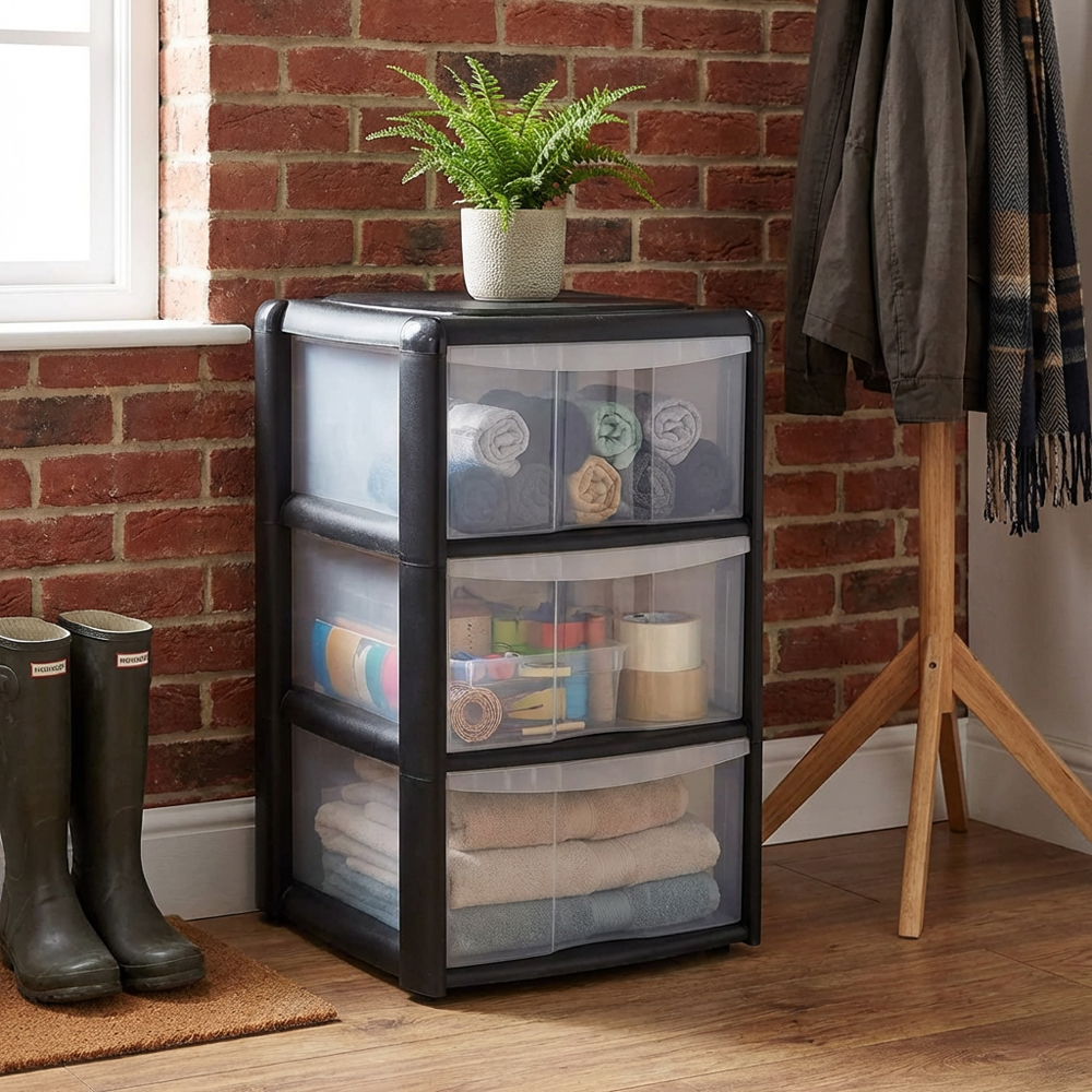 3 Drawer Black Tower Storage Unit Image 4