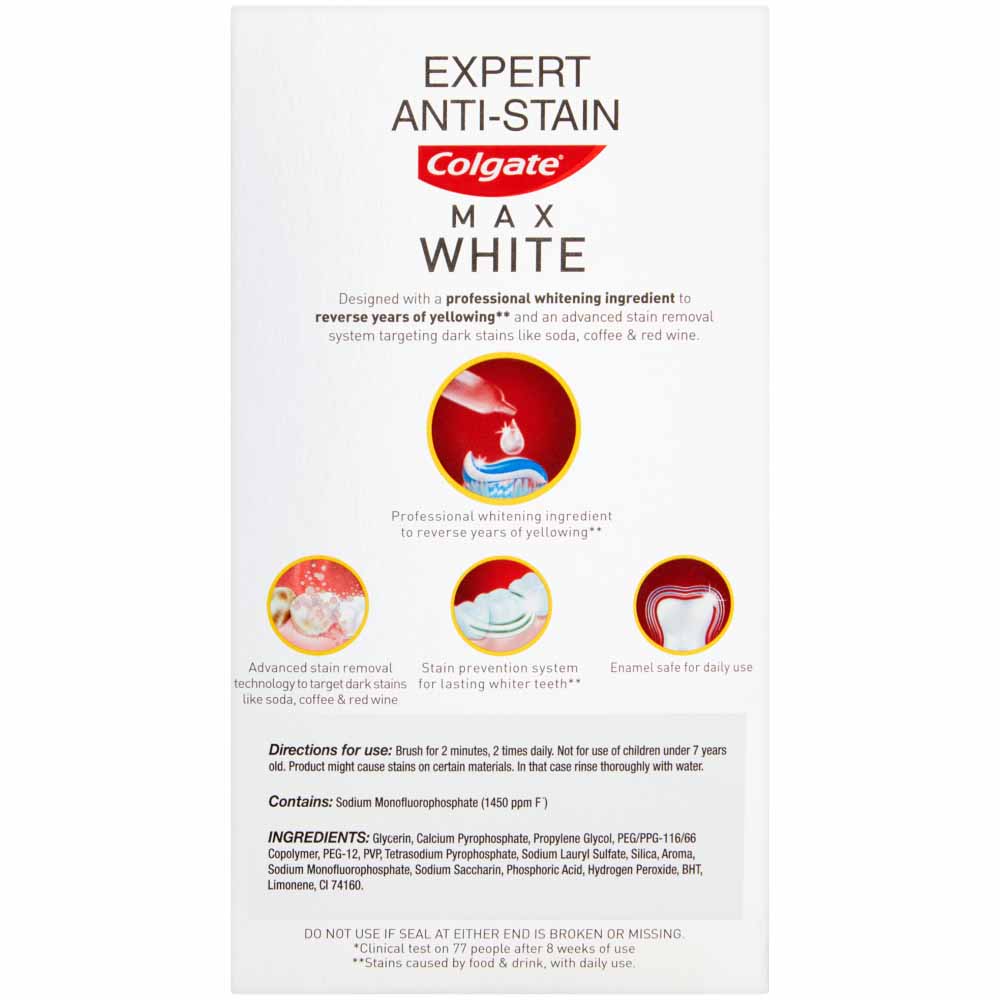 Colgate Max White Expert Anti Stain Whitening Toothpaste 75ml Image 4
