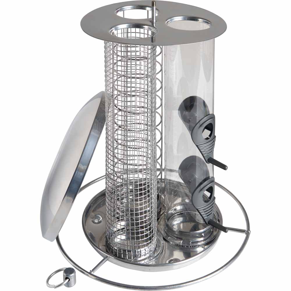 Wilko 3in1 Premium Metal Wild Bird Seed Nut Fat Ball Feeder Wilko