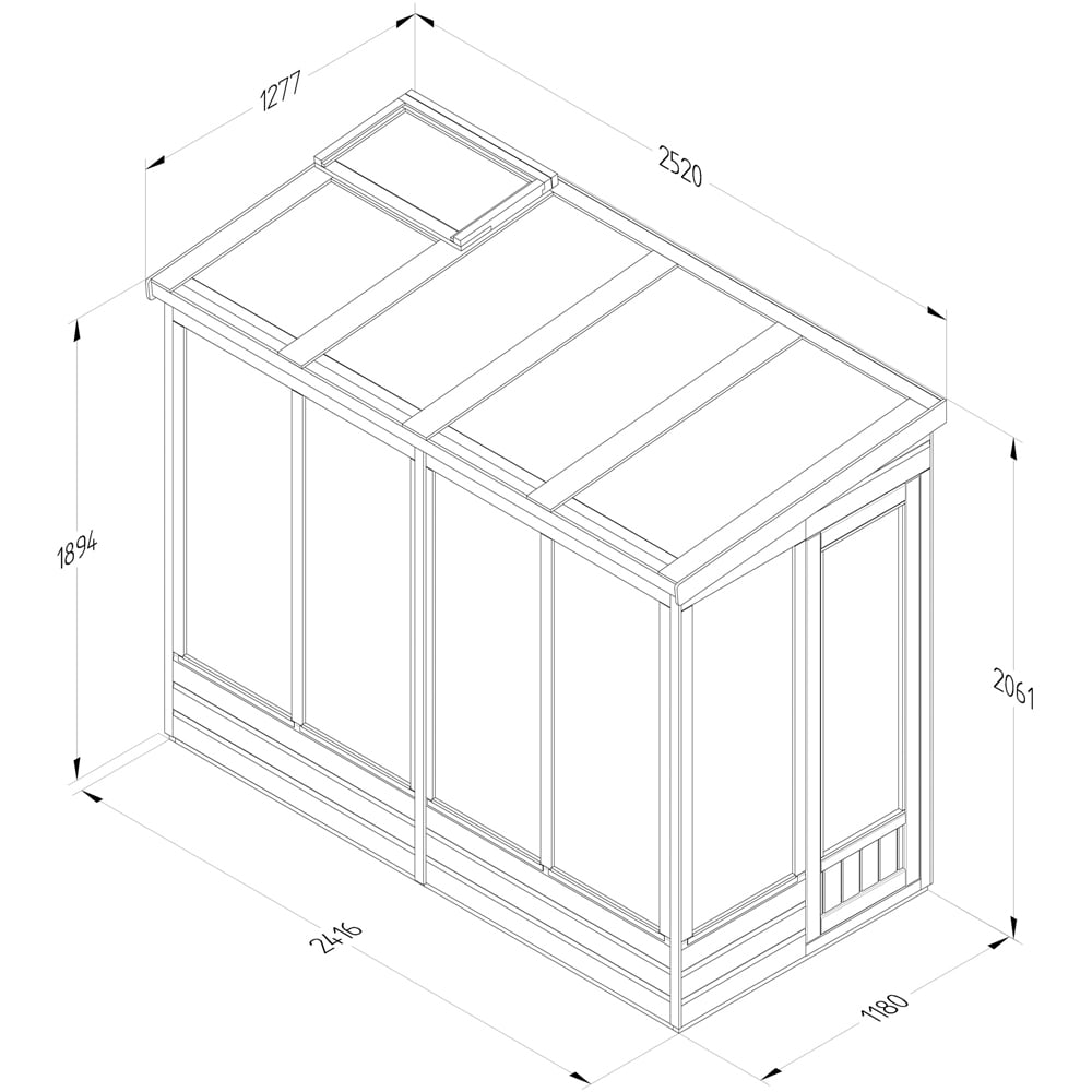 Forest Garden Solid Back Wallscape Lean-to 8 x 4ft Greenhouse Image 9
