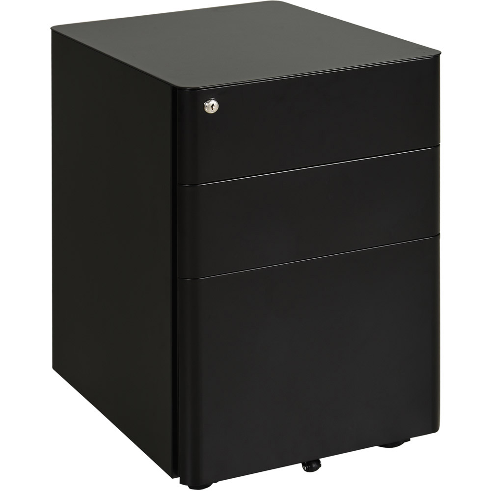 Vinsetto Black 3 Drawer Filing Cabinet Image 2