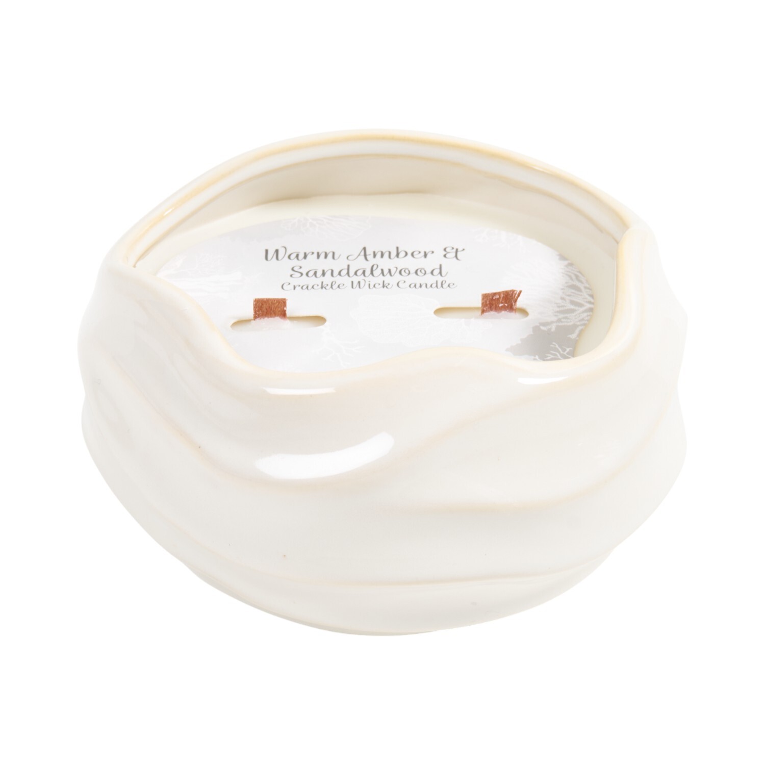 Nori Ceramic Crackle Wick Candle Cream Image 2