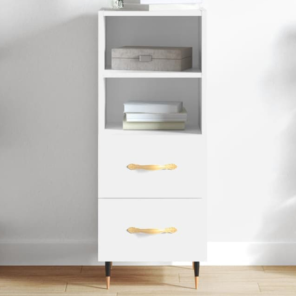 vidaXL 2 Drawer 2 Shelf White Sideboard Image 1