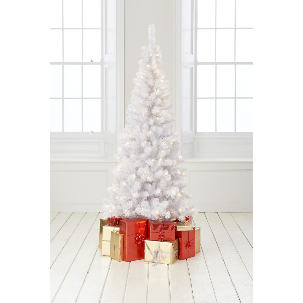 Wilko 6ft Pre Lit White Christmas Tree Image 1