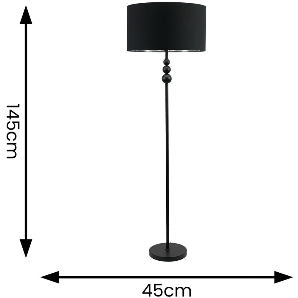 ValueLight Marissa Black Velvet Chrome Inner Shade Black Stacked Ball LED Floor Lamp Image 7