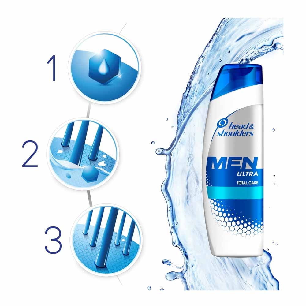 Head & Shoulders Mens 2 in 1 Total Care Shampoo Case of 6 x 225ml Image 3