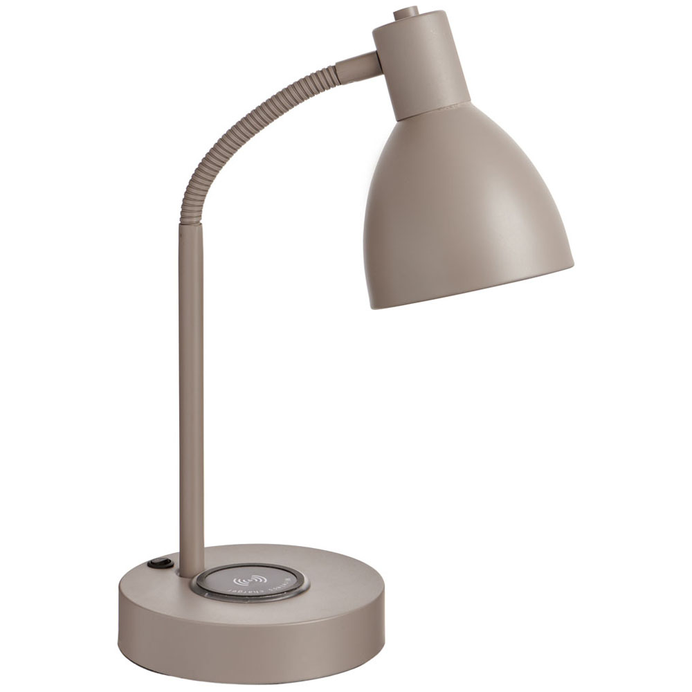Wilko Dark Grey Desk Lamp with a Charging Plate and USB Charger Image 2
