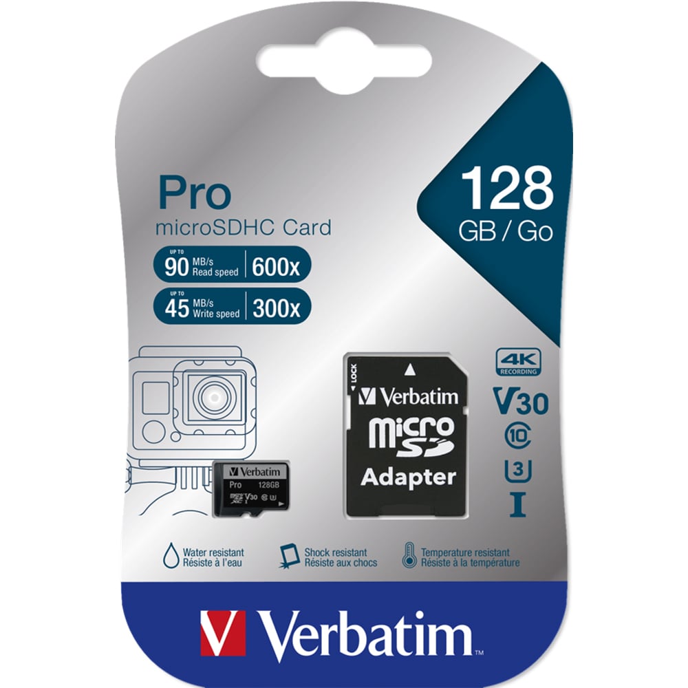 Verbatim 128GB Pro Micro SDXC Memory Card with Adapter Image 1