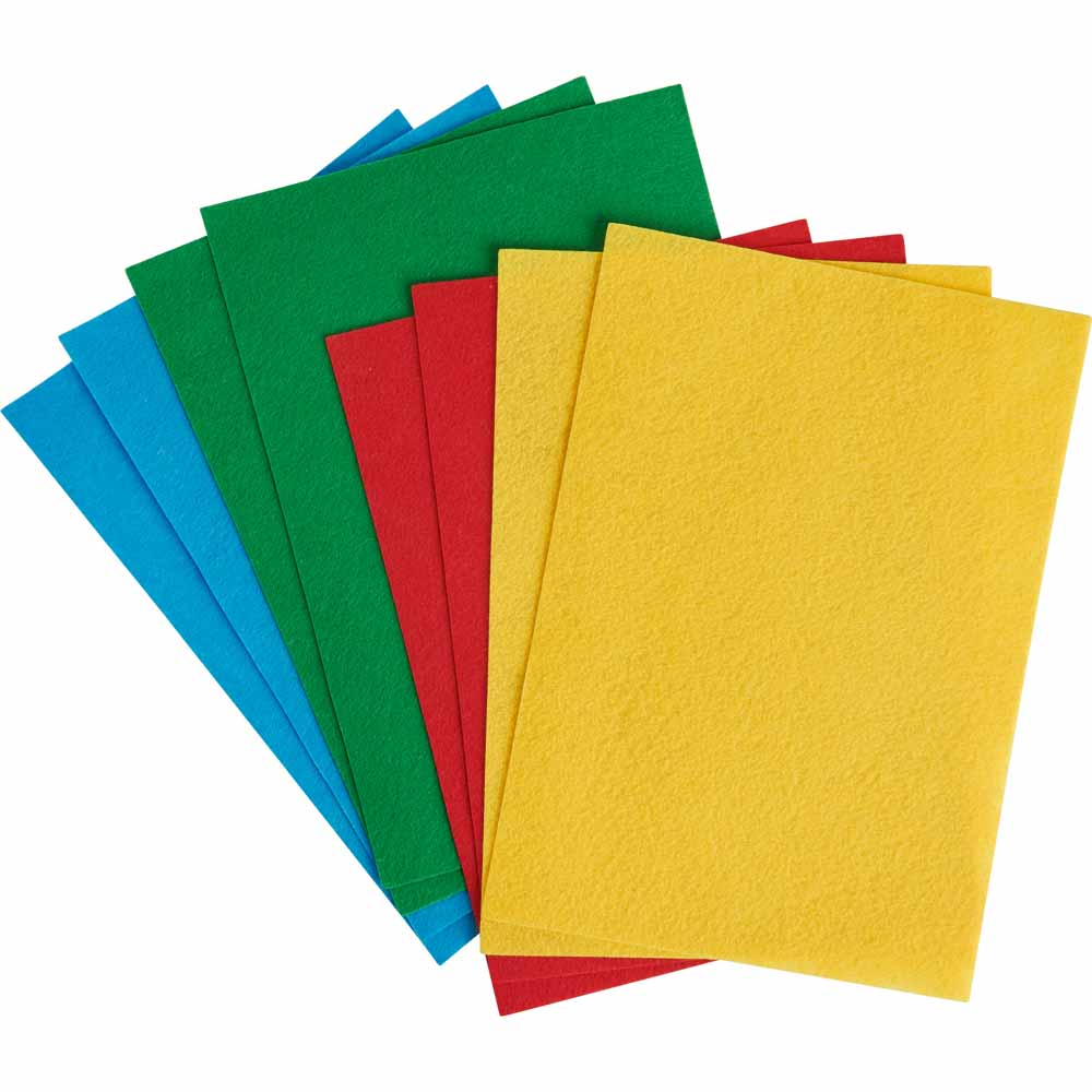 Wilko A4 Felt Sheets Assorted 8pk Wilko